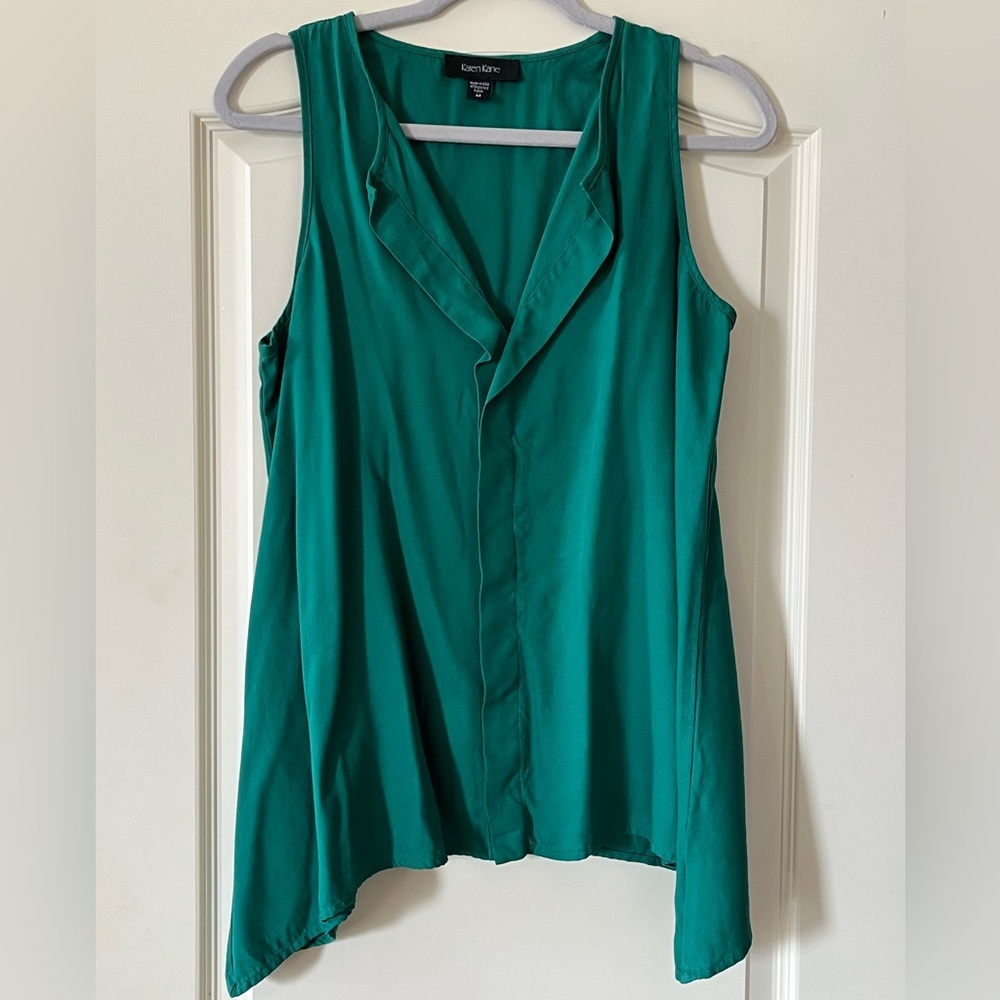Karen Kane Sleeveless Asymmetrical Hunter Green Blouse Women’s Size Medium
